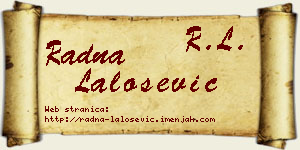 Radna Lalošević vizit kartica